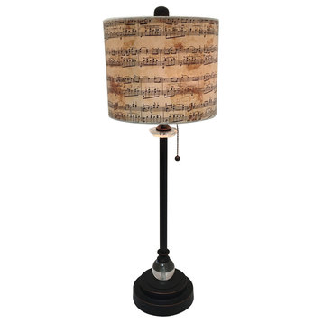 28" Crystal Buffet Lamp With Musical Notes Shade, Oil Rubbed Bronze, Set of 2