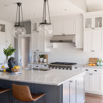 Transitional White and Gray Kitchen