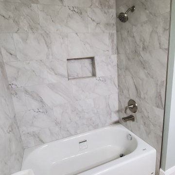 Tub Surround with 12x24 tiles and mosaic for the ceiling