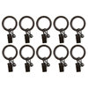 1" Metal Curtain Rings With Clips and Eyelets, Bronze, Set of 10