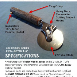 ADK Kitchen Series, Handmade, Rustic, Twig Handled Pizza Cutter (m) - Specialty Kitchen Tools