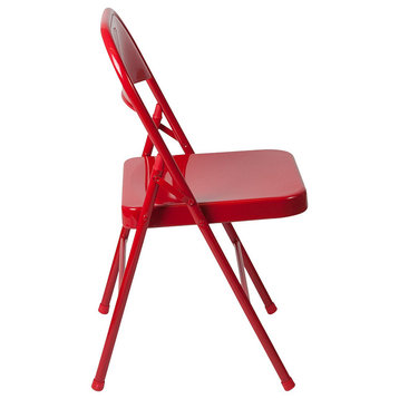 HERCULES Series Double Braced Red Metal Folding Chair, Set of 2