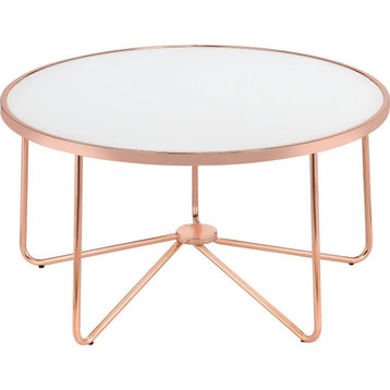 Alivia Coffee Table - Rose Gold, Frosted Glass