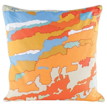 Dimond Orange Topography Pillow With Goose Down Insert, Digital Print
