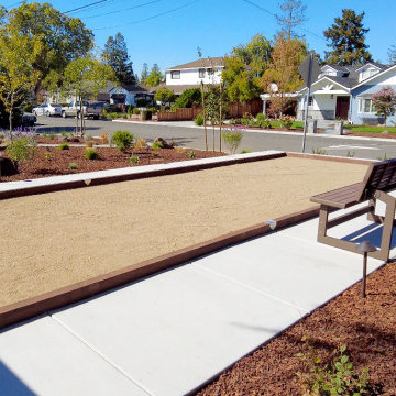 Neighbors Combine Front Yards (Bocce Ball Court and Low-Maintenance Landscape)