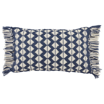 Jaipur Living Perdita Geometric Dark Blue/Ivory Indoor/Outdoor Pillow, 13"x21"