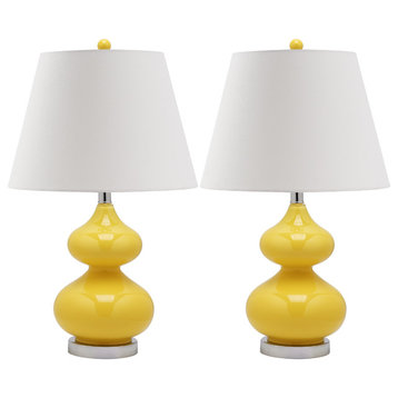 Safavieh Eva Double Gourd Glass Lamps, Set of 2, Yellow