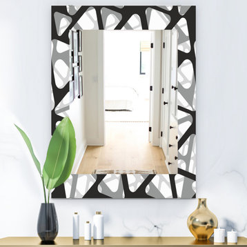 Designart Black And White 4 Midcentury Modern Frameless Wall Mirror, 24x32