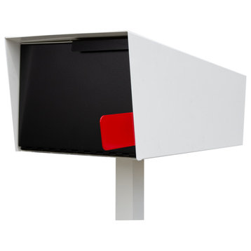Post Mounted Mailbox, Two Tone White, White/Black, Post Not Included