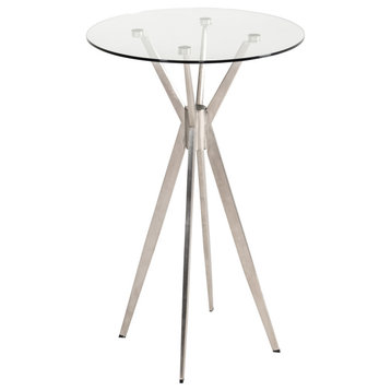 Modrest Kaitlyn - Modern Stainless Steel & Glass Bar Table