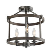 LNC 3-Light Foyer Lantern Double Layers Semi-flush Mount Lighting