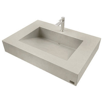 30" ADA Floating Concrete Ramp Sink, Concrete