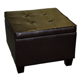 Modern Brown Room Fit Storage Ottoman Transitional Footstools