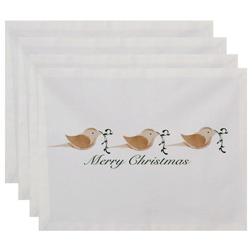 Merry Dot Decorative Holiday Word Print Placemat, Set of 4, Brown