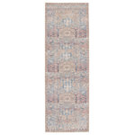 Jaipur Living - Machine Washable Jaipur Living Geonna Medallion Blue/Beige Area Rug, 2'6"x7'6" - The Kindred collection melds the timelessness of vintage designs with modern, livable style. The Geonna area rug boasts a softly faded center medallion and floral accents in subdued tones of blue, gray, beige, and blush. This low-pile rug is made of soft polyester and features a one-of-a-kind antique rug digitally printed design.