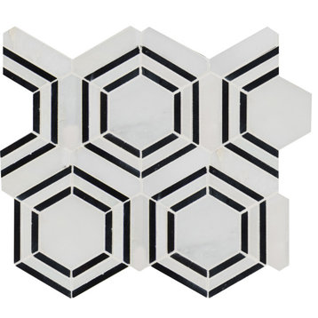 MSI SMOT-GEORAMA-P 13" x 11" Hexagon Mosaic Sheet - Polished - Nero