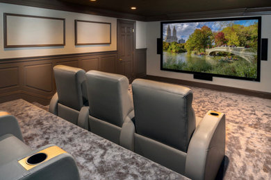 Inspiration for a 1950s home theater remodel in New York