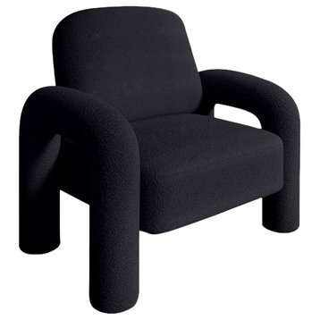 Sherpa Upholstered  Accent Arm Chair, Teddy Single Sofa  for Living Room, Black