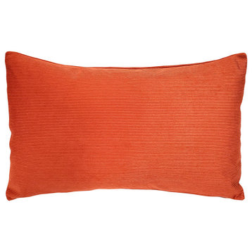 Liminal Koi Orange Striped Velvet Throw Pillow 12x19, With Polyfill Insert