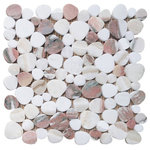 Flooring Supply Shop - Marble Pebbles Mosaics Heart Shape - Dark Rose - Floor Wall Tile - Marble Pebbles Mosaics Heart Shape - Dark Rose