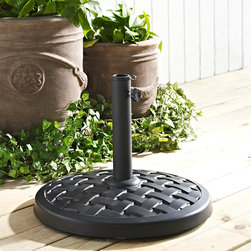Round Woven Umbrella Base - Black - Outdoor Umbrella Accessories