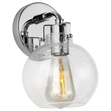 Clara 1-Light Wall Sconce, Chrome With Clear Seeded Glass