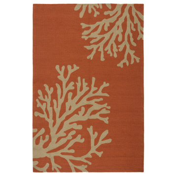 Jaipur Living Bough Out Indoor/Outdoor Floral Orange/Taupe Area Rug, 5'x7'6"