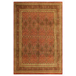 Bareens Designer Rugs - Antique Vegetable Dyed Gretta Rust/Green Wool Rug - 9'1'' x 11'7'' - Designed with mesmerizing intricacy and gorgeous color palette, this hand-knotted masterpiece demonstrates the beauty and electrifying thrill of Pak Persian art. These meticulously hand-knotted Pak-Persian rug is made with pure wool and features breathtaking traditional, transitional, and tribal designs in bold luxurious color pallets. Known for their intricate designs these rugs are a reproduction of Persian rugs, made in Pakistan with unique Mughal designs. Made by master weavers using the same Persian texture, design and dying technique, we wanted to produce the most significant manifestation of Persian art, life, and culture. This rug is most famous for its exceptional quality, incredible designs, patterns, and vibrant rich color. Pak-Persian rugs made with Persian weave with high knot counts, which enables the high intricacy and detail found in the patterns are also referred to as "State of art", each color adds a rich beautiful detail in the artwork of this rug. The design, color, and beautiful chromatic composition with a vibrant sheen with intricate designs, exude beauty, elegance, and quality make this rug a masterpiece of its own.