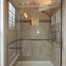 Farmhouse hall bath/curb-less shower/tile