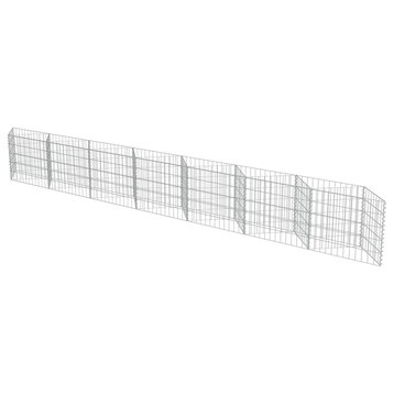 vidaXL Gabion Wall Galvanized Steel 177.2"x11.8"x19.7" Stone Basket Cage Fence