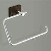 Square Chrome Towel Ring With Wood Base