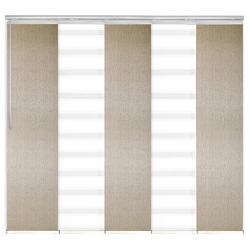 Blanched White-Marguerite 5-Panel Track Extendable Vertical Blinds 58-110"x94"