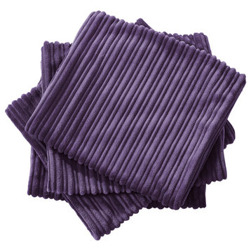 Ribbed Flanned Pillow Shell 4 Piece Set, Imperial Purple, 14" X 26"