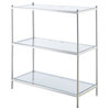 Convenience Concepts Royal Crest Three-Tier Bookcase in Clear Glass and Chrome
