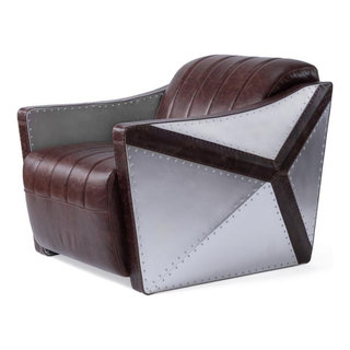 Aviator Egg Pod Easy Chair - Genuine Leather - Polished Aluminum Ovalia