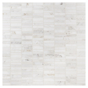 Arctic White 11.69 in x 11.69 in Waterfall Marble Mosaic Tile (0.97 Sqft/Sheet)
