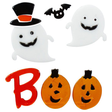 Pumpkin and Ghost "Boo" Halloween Gel Window Clings