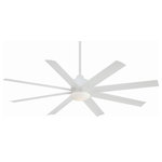 Minka Aire - Slipstream Led 65" Ceiling Fan, Flat White - 65" 8-Blade Ceiling Fan in White Finish with Flat White Blades and Etched Opal Glass