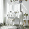 Vanity Set, makeup dressing table set with  Mirror, 7 Drawers, White URDT06M