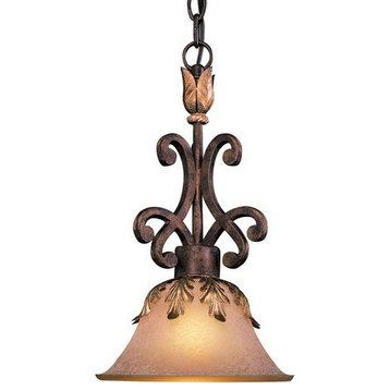 Zaragoza 1-Light Mini Pendant, Golden Bronze With Salon Scavo Glass