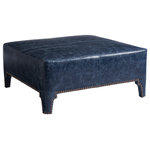 Barclay Butera - Sheffield Leather Cocktail Ottoman - The Sheffield cocktail ottoman blends the functionality of additional seating with the opportunity to layer more textiles into the design of a room.