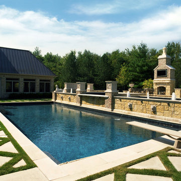 St. Charles Pool & Spa with Statuary and Fountain