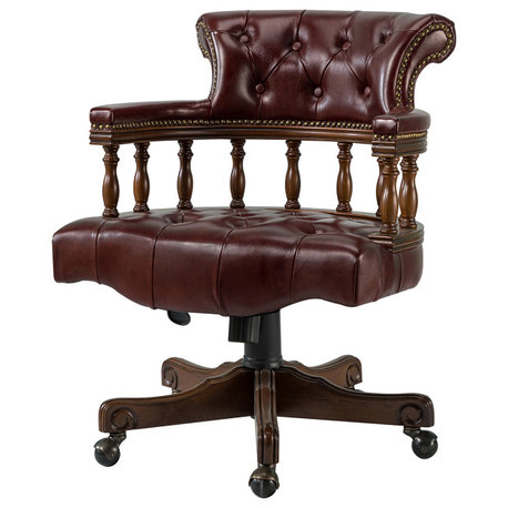 Uberto Genuine Leather Executive Chair, Burgundy