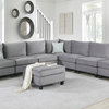 Simona Gray Velvet 8 Piece Modular U Shape/L Shape Sectional Sofa Couch