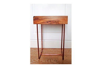 Side table with copper pipe legs