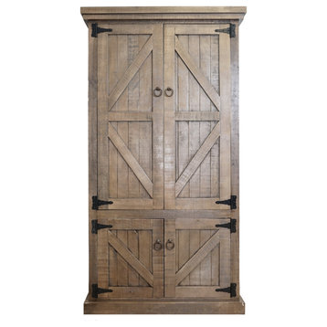 Barn Style Armoire / Kitchen Pantry, Distressed Gray