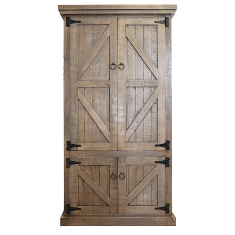 Barn Style Armoire / Kitchen Pantry, Distressed Gray