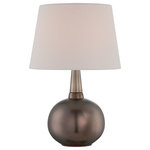 Lite Source Inc. - Table Lamp,Copper Brz Ceramic/Off-Wht Fabric Shd,E27 Cfl 23W - Table lamp,copper brz ceramic/off-wht fabric shd,e27 cfl 23w