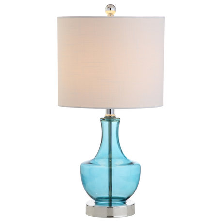 Colette 20" Mini Glass Table Lamp, Amalfi Blue, Single
