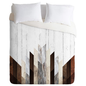 King Deny Designs Iveta Abolina Geo Wood 3 Comforter Set with Pillow Shams Brown